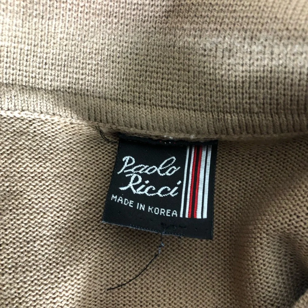 Vintage Paolo Ricci 1/4 button lightweight brown sweater Sz Small